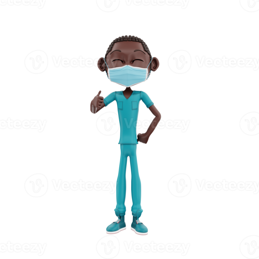 3D render nurse character illustration png