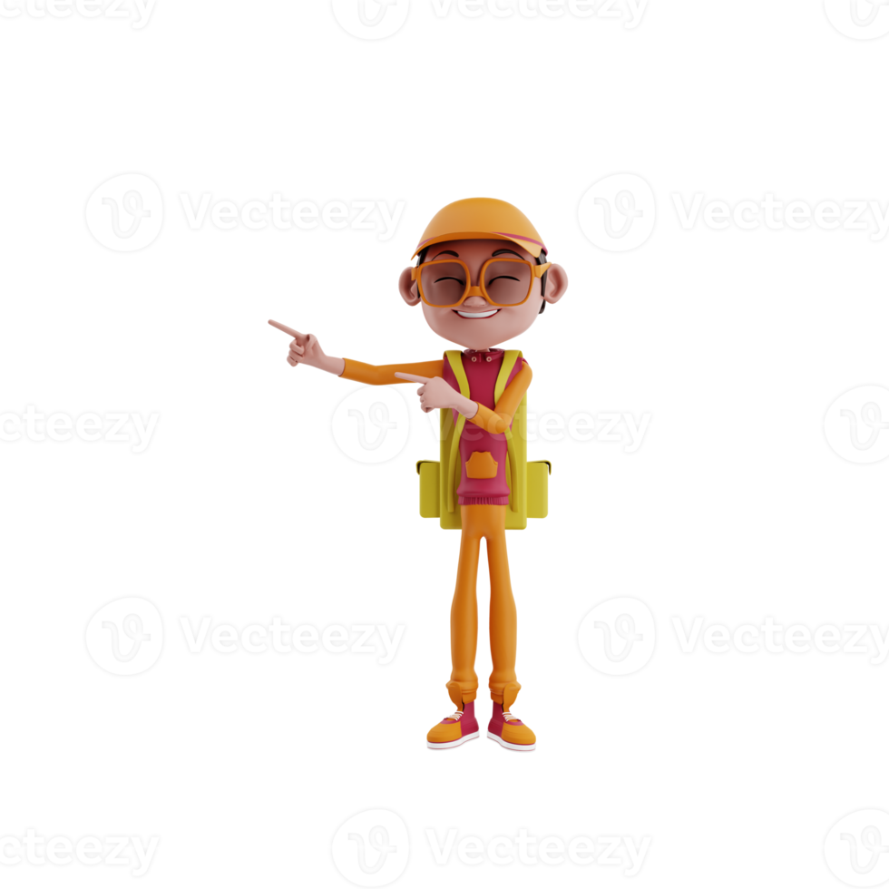 3d render Courier Pizza illustration png
