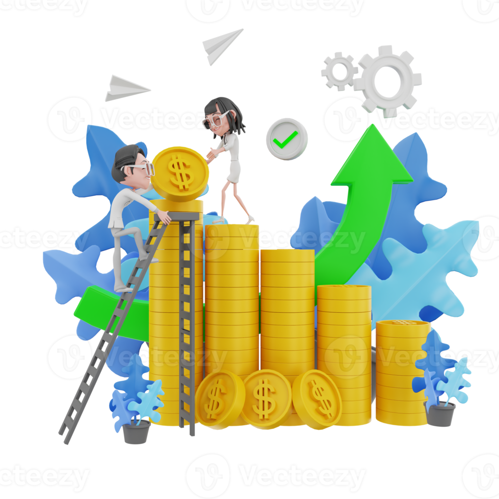 3D render teamwork illustration png