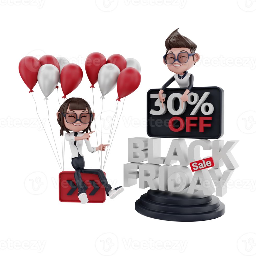 3d  black friday illustration png