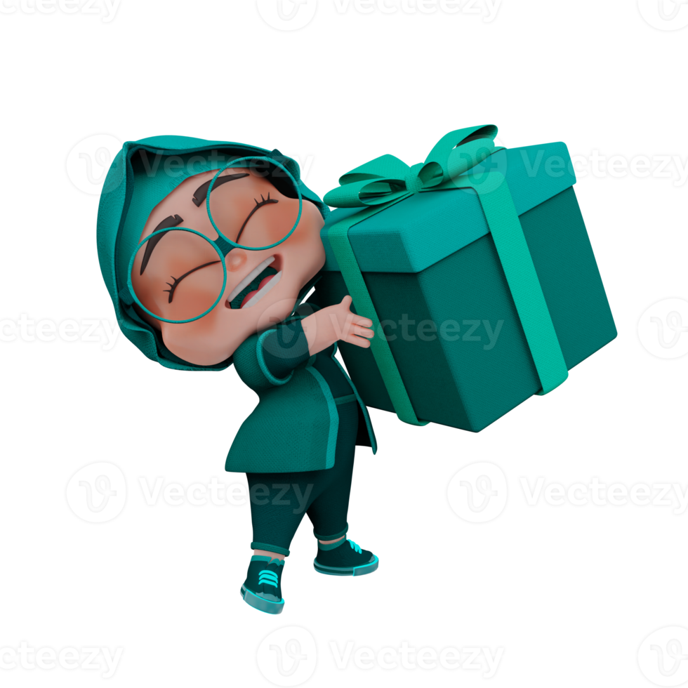 3d  hijab character illustration png