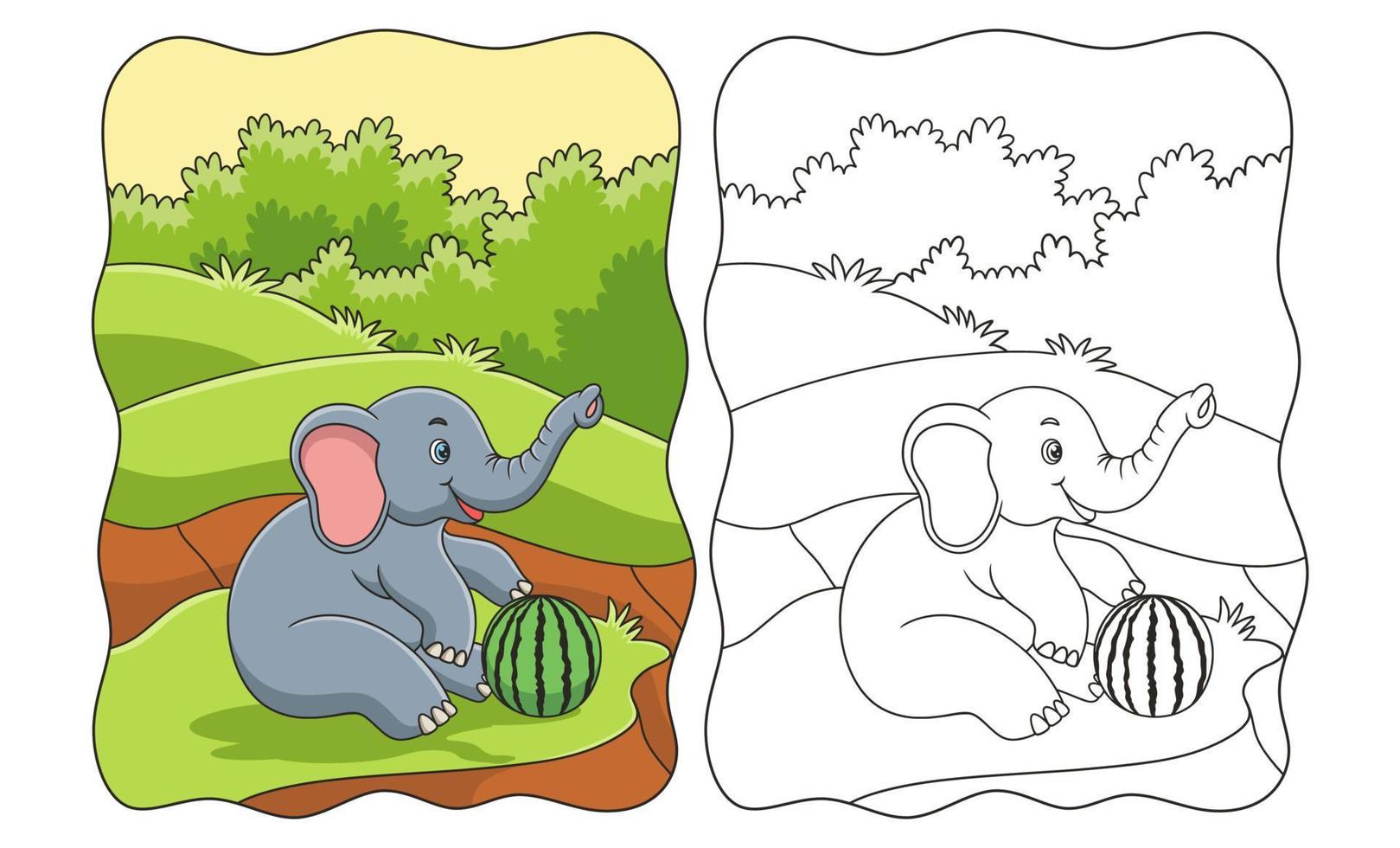 Elephant coloring page illustration vector