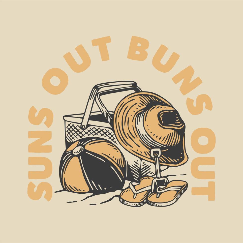 tipografía de eslogan vintage suns out bollos para diseño de camiseta vector