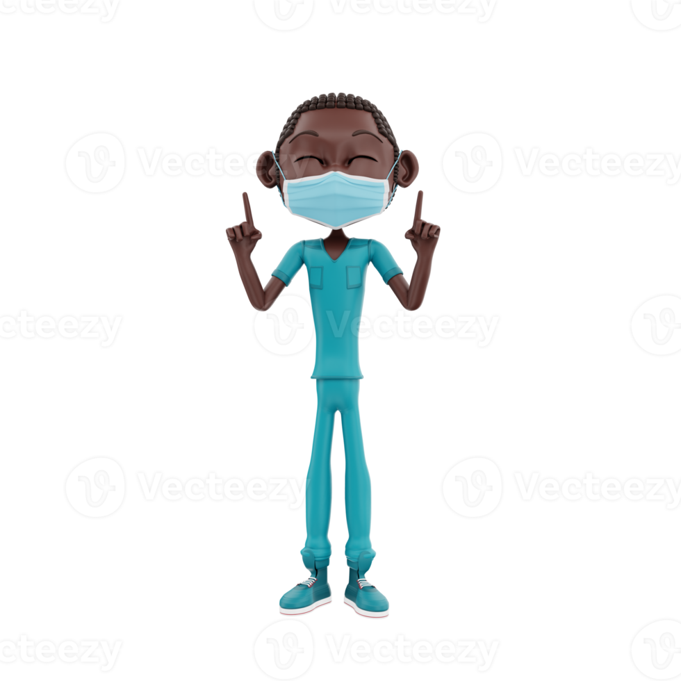 3D render nurse character illustration png