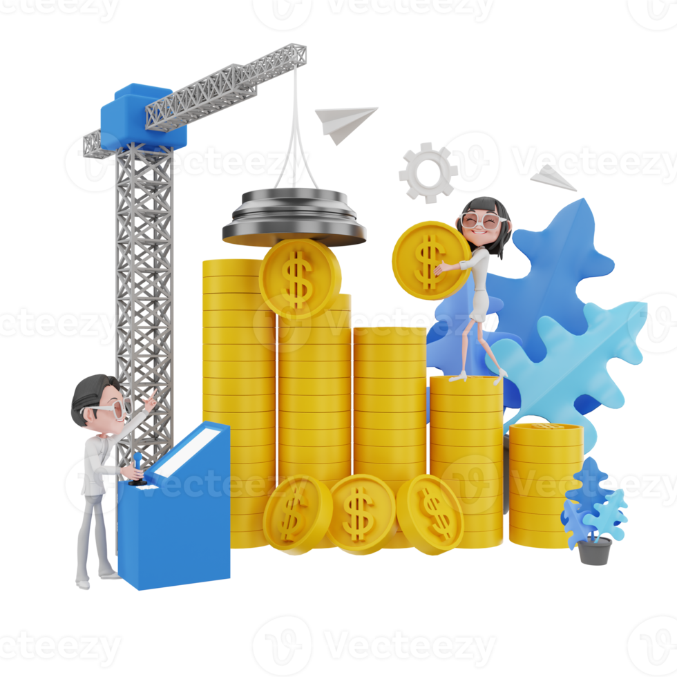 3D render teamwork illustration png