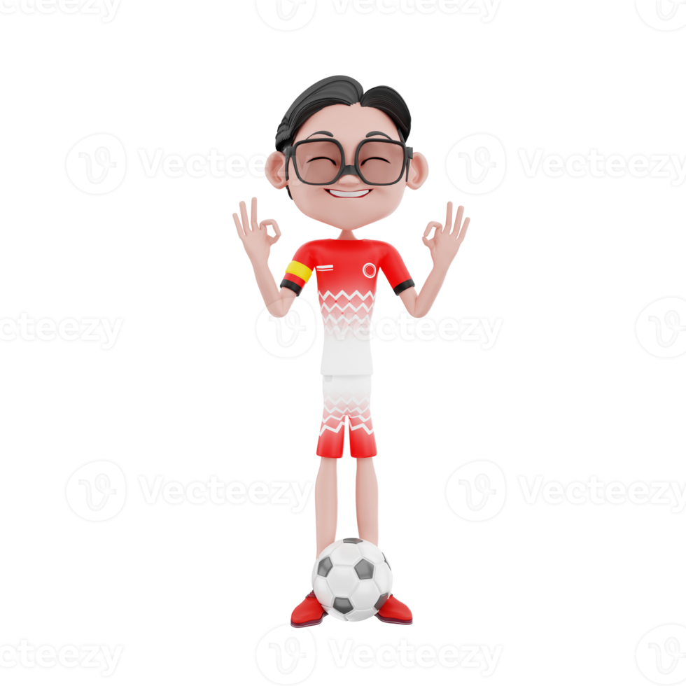 3D fotboll karaktär illustration png