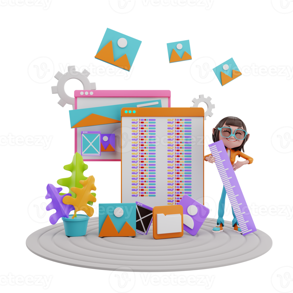 3D Illustration of web development png