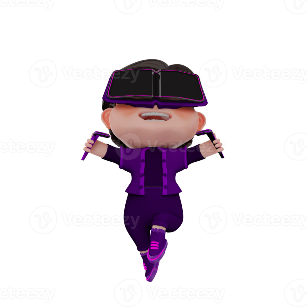3D Render cute Metaverse character illustration png