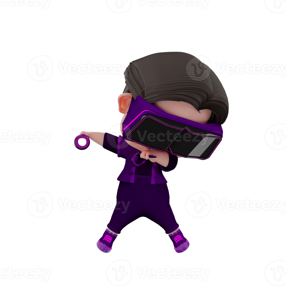 3D Render cute Metaverse character illustration png