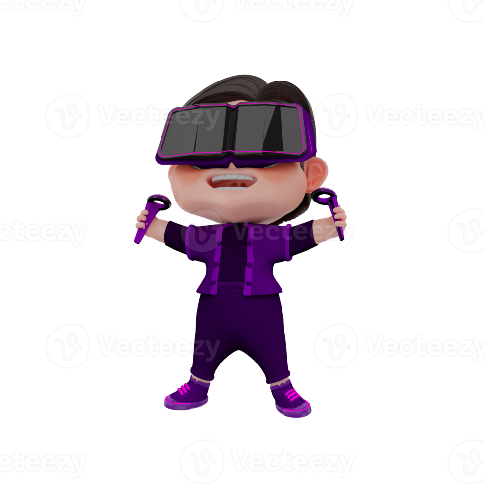 3D Render cute Metaverse character illustration png