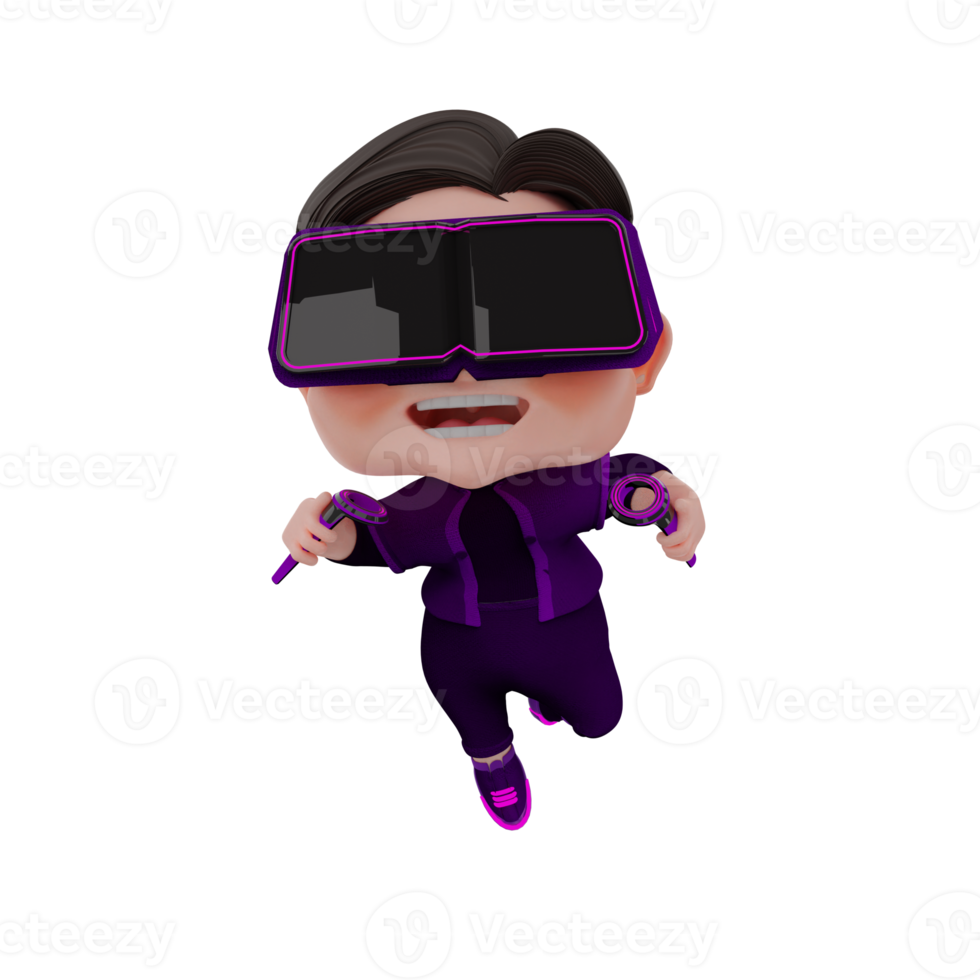 3D Render cute Metaverse character illustration png