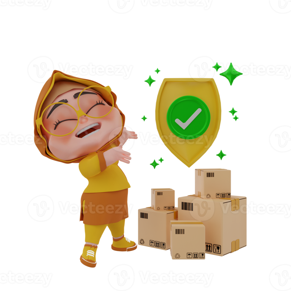 3d  girl courier illustration png