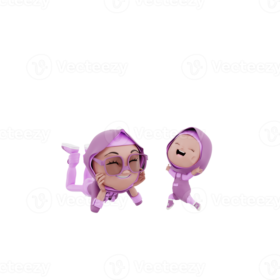 3d Render Mother and Child illustration png