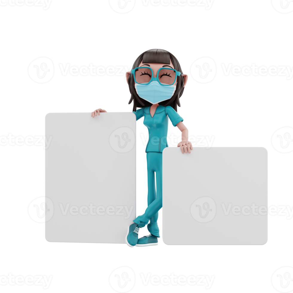 3D-Rendering Krankenschwester Charakter Illustration png