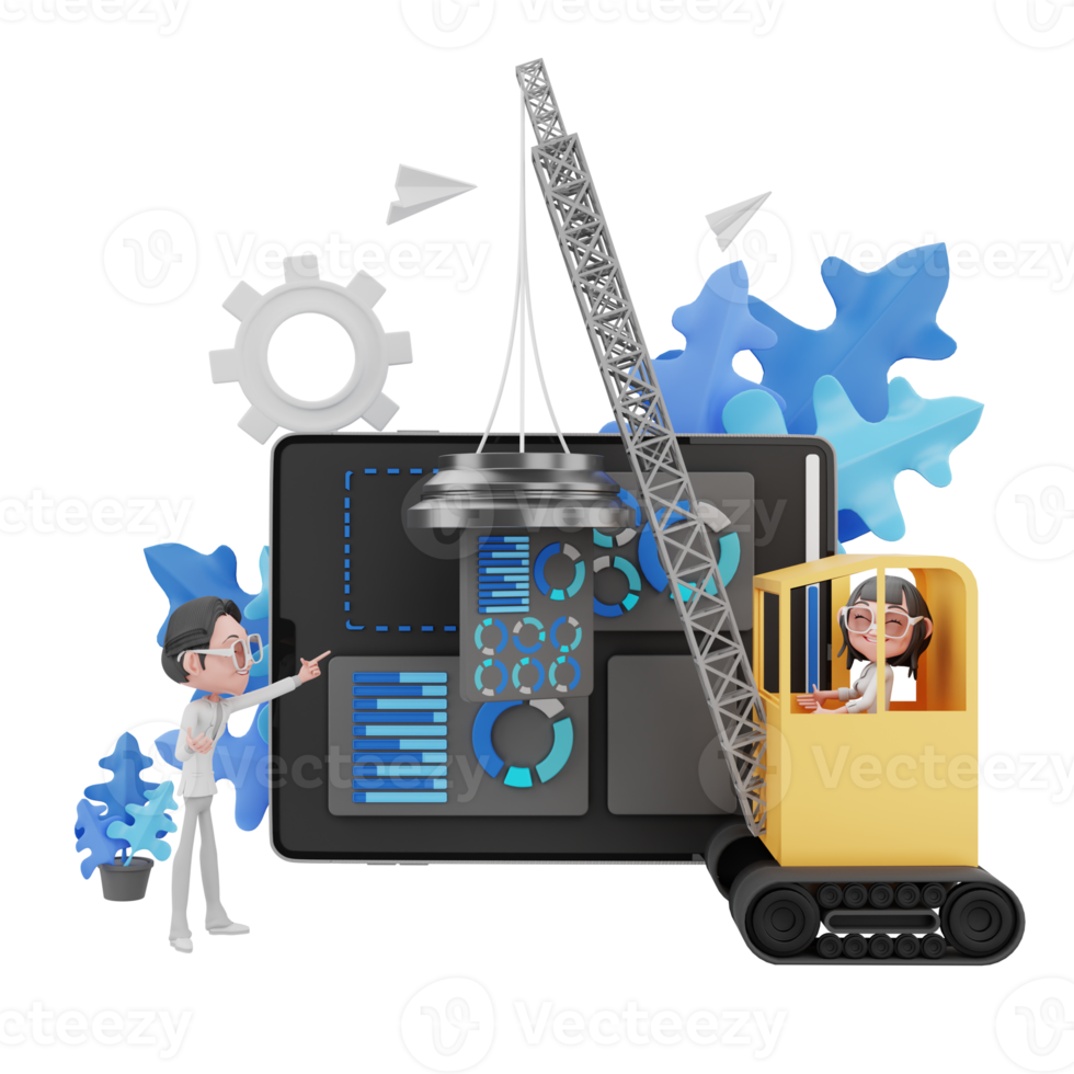 3D render teamwork illustration png