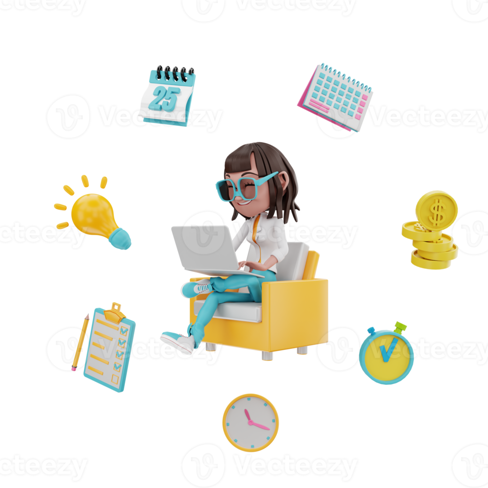 3D rendering of time management illustration png