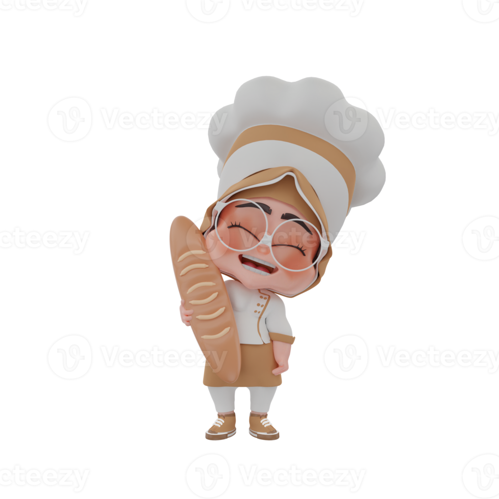 3d  girl chef illustration png