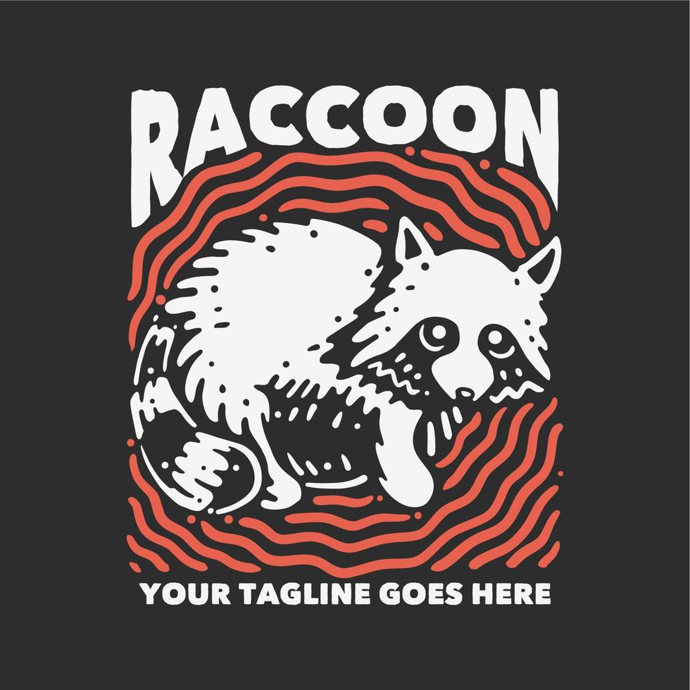 t shirt design racoons with fat raccoon and gray background vintage illustration vector