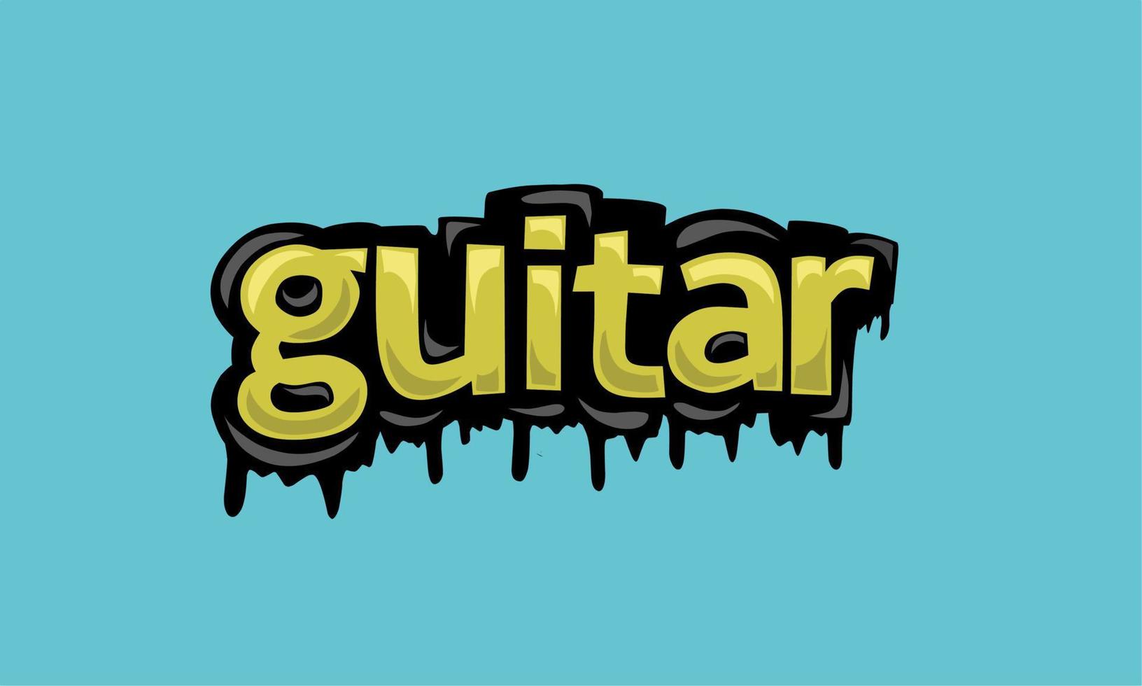 GUITAR writing vector design on blue background