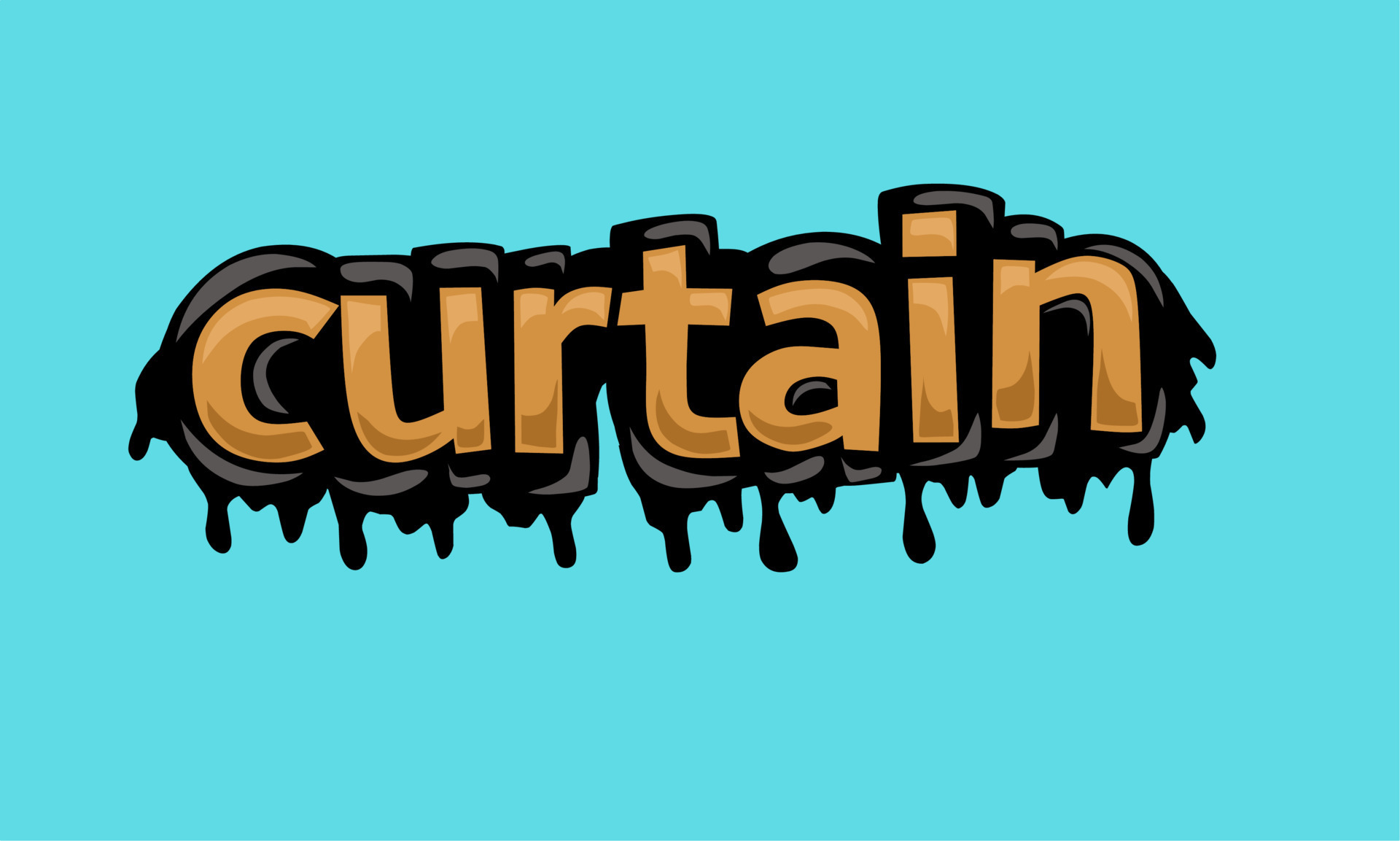 CURTAIN writing vector design on blue background 9300508 Vector Art at