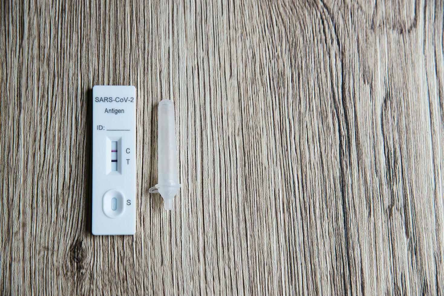 ATK Covid-19 positive test result with copy space background photo