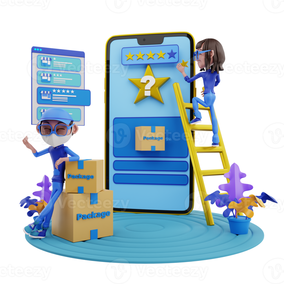 3d render customer reviews illustration png