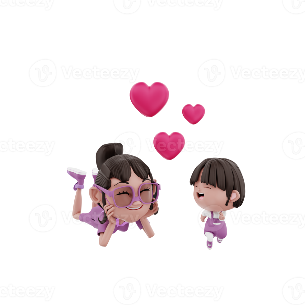 3d Render Mother and Child illustration png