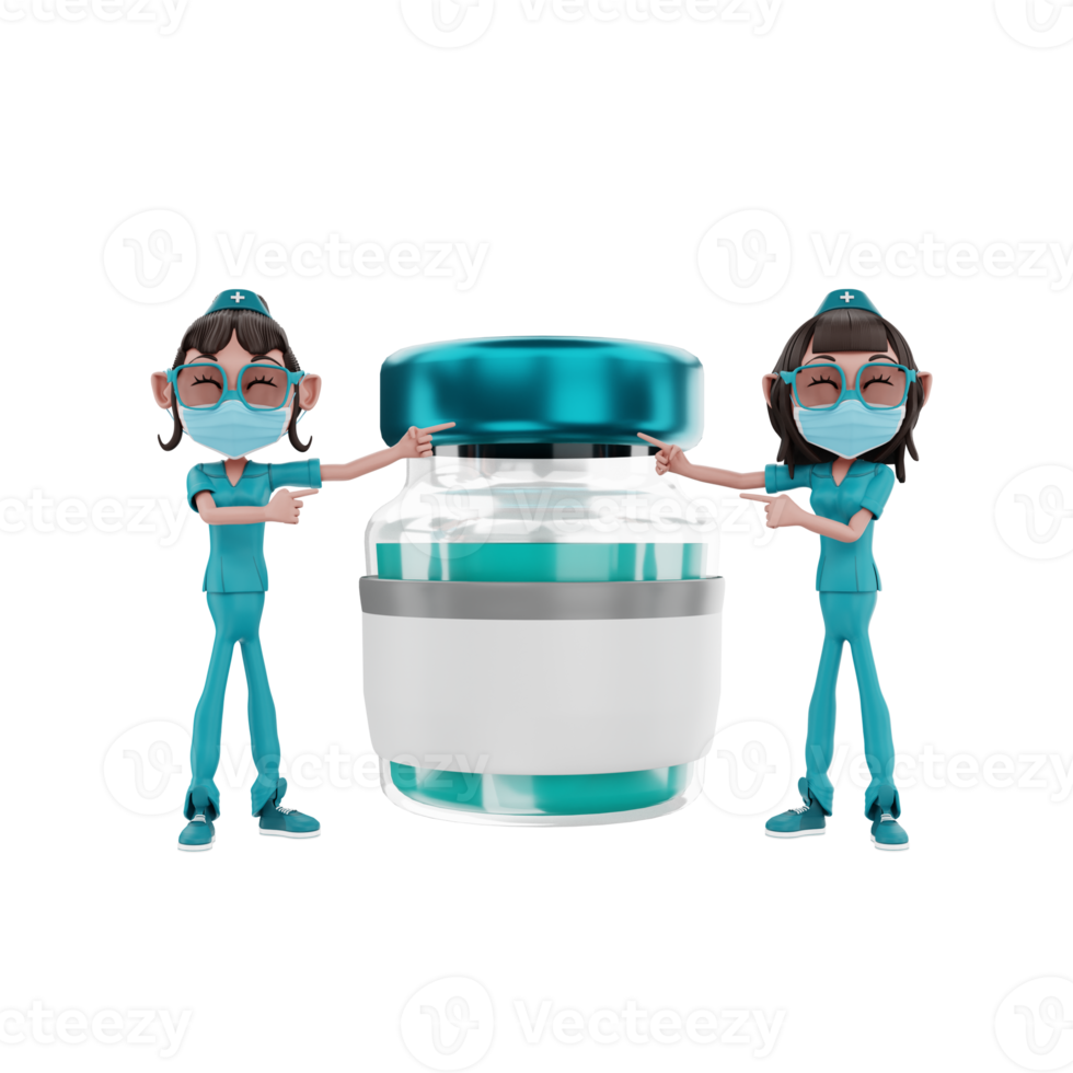 3D render nurse character illustration png