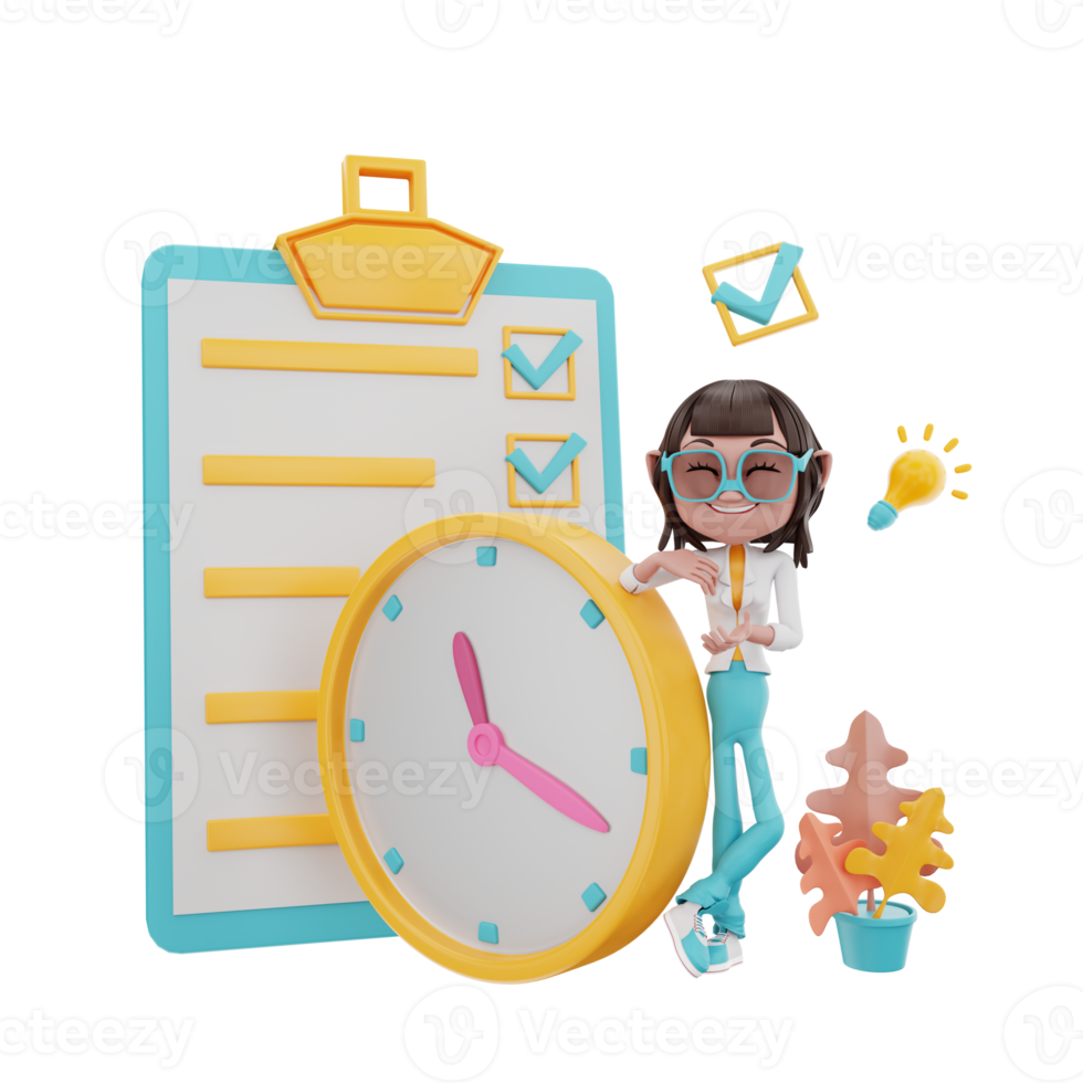 3D rendering of time management illustration png