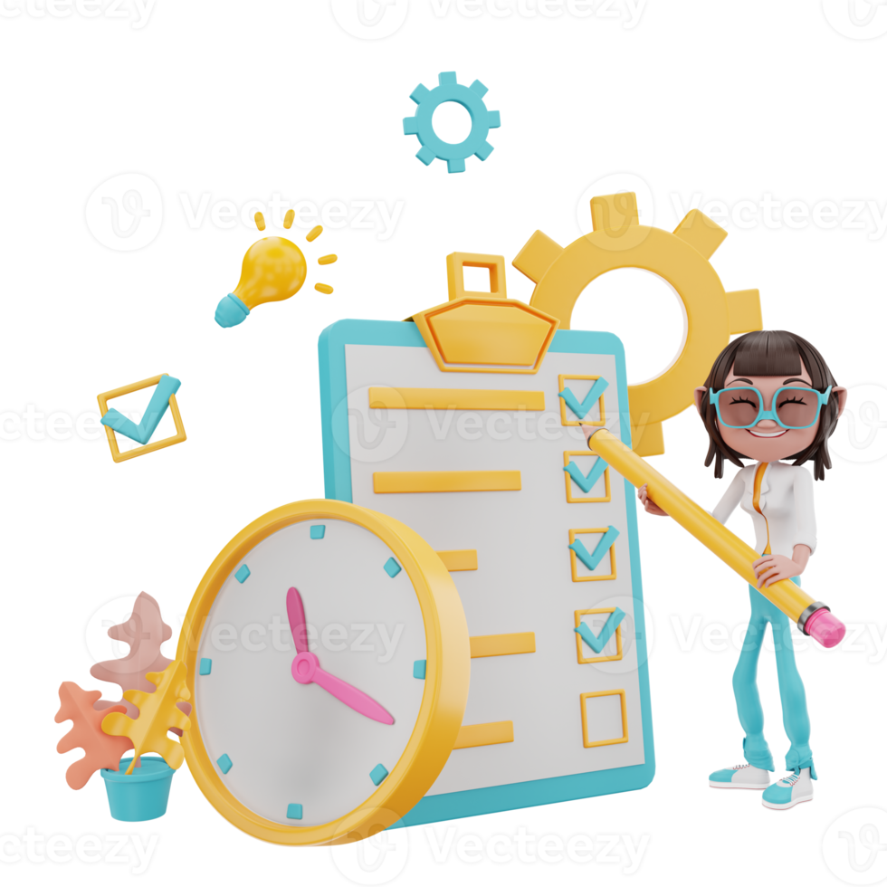 3D rendering of time management illustration png