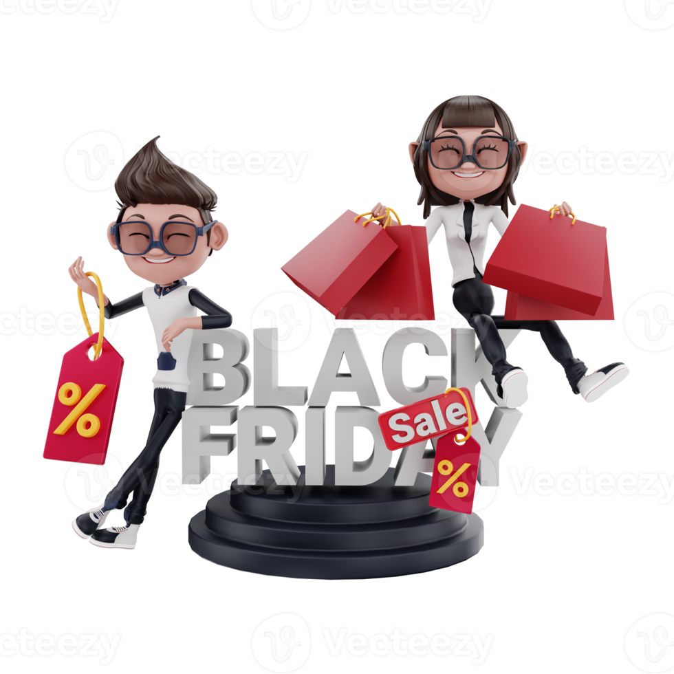 3d  black friday illustration png