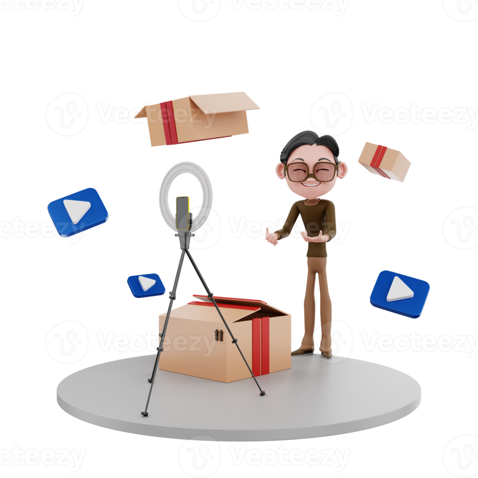 3D-Vlogger-Charakterillustration png