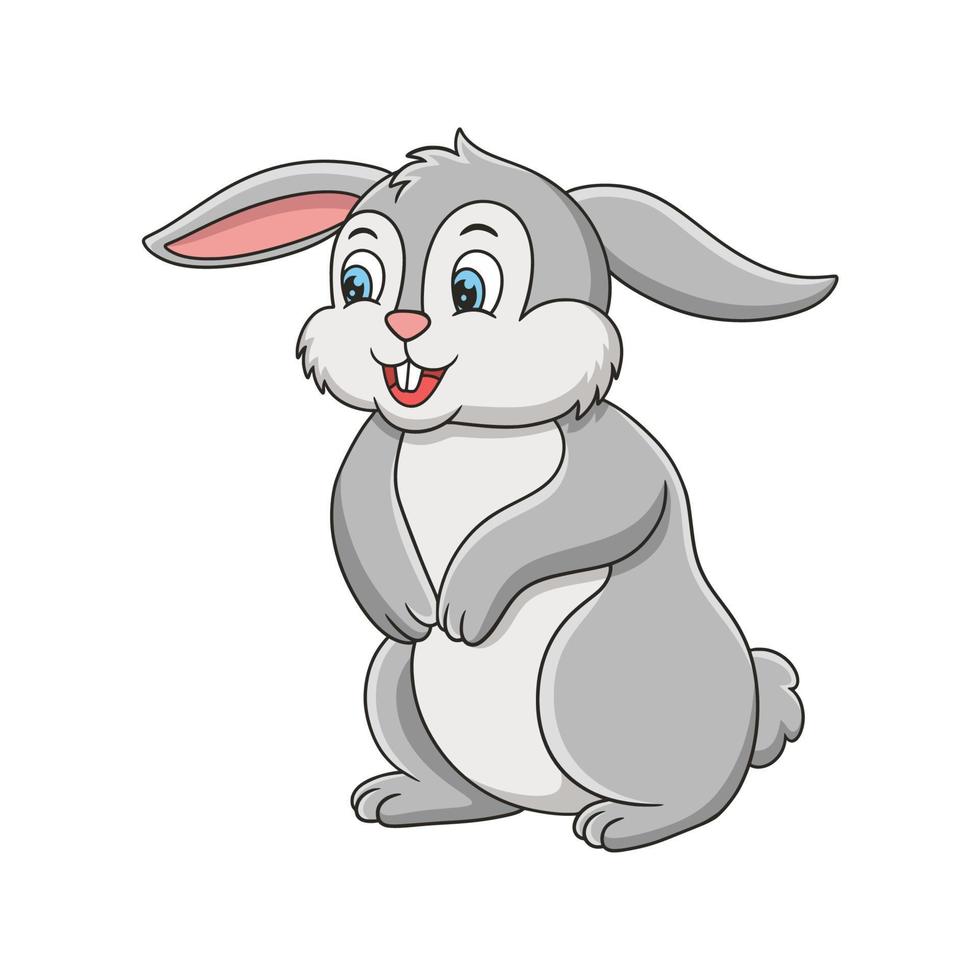 ilustración de dibujos animados el conejo parado en medio del bosque busca comida vector