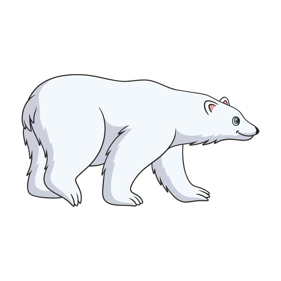 ilustración de dibujos animados oso polar caminando sobre cubos de hielo en  medio del mar en busca de pescado para comer 9300723 Vector en Vecteezy