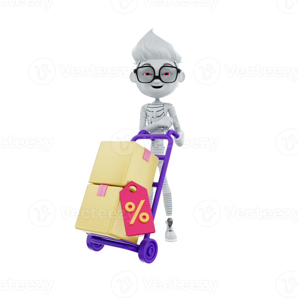 3d rendering of halloween characters png