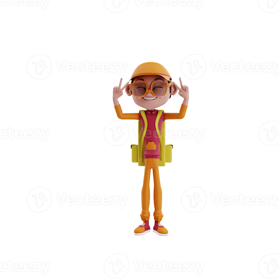3d render Courier Pizza illustration png