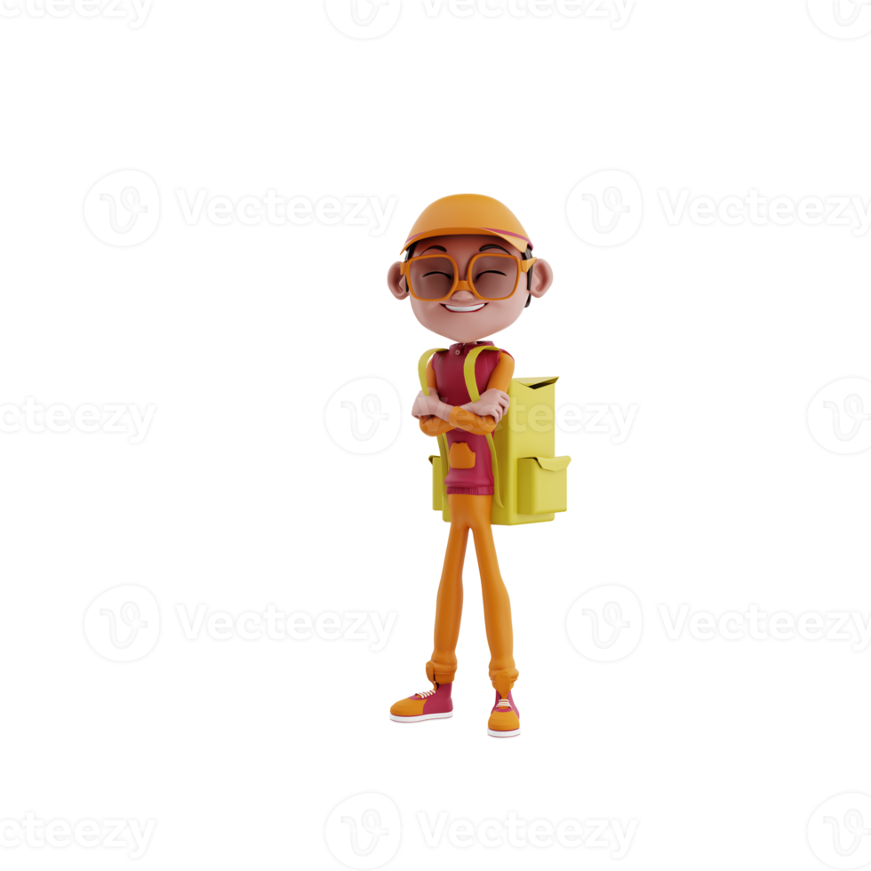 3d render Courier Pizza illustration png