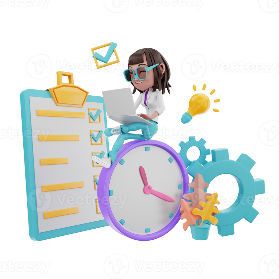 3D rendering of time management illustration png