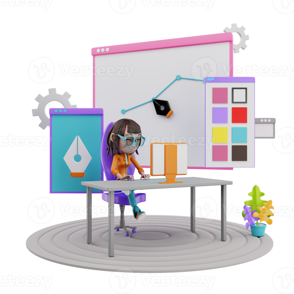 3D-illustration av webbutveckling png