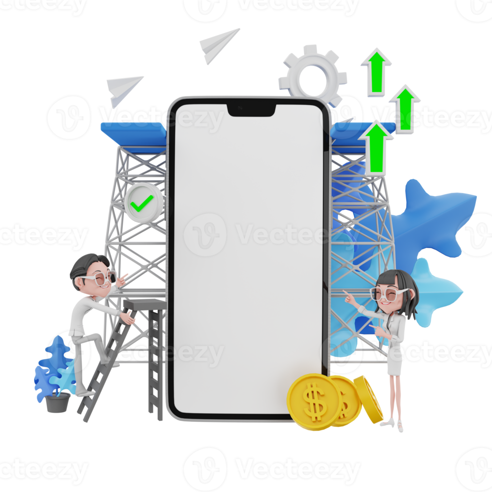 3D render teamwork illustration png