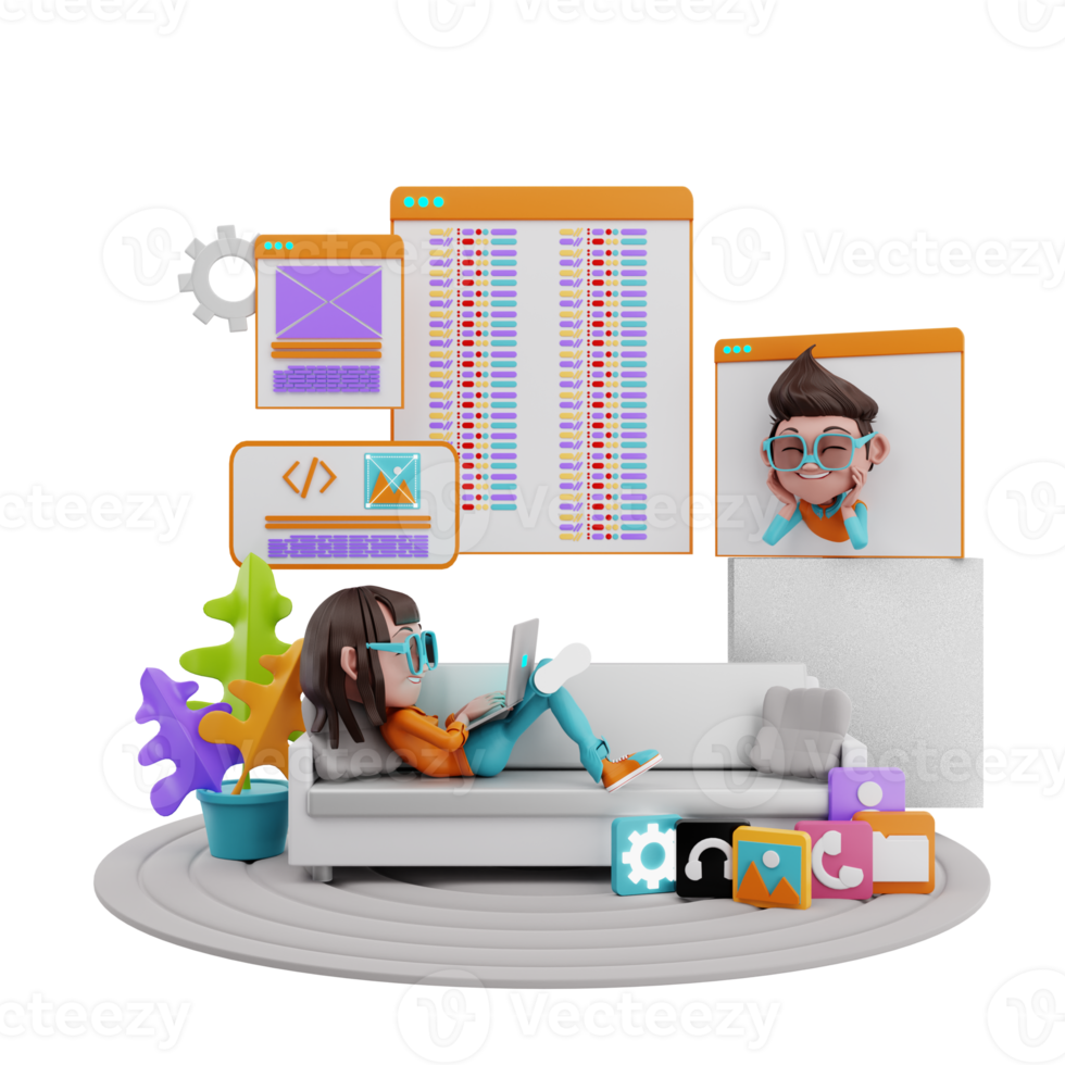 3D-illustration av webbutveckling png