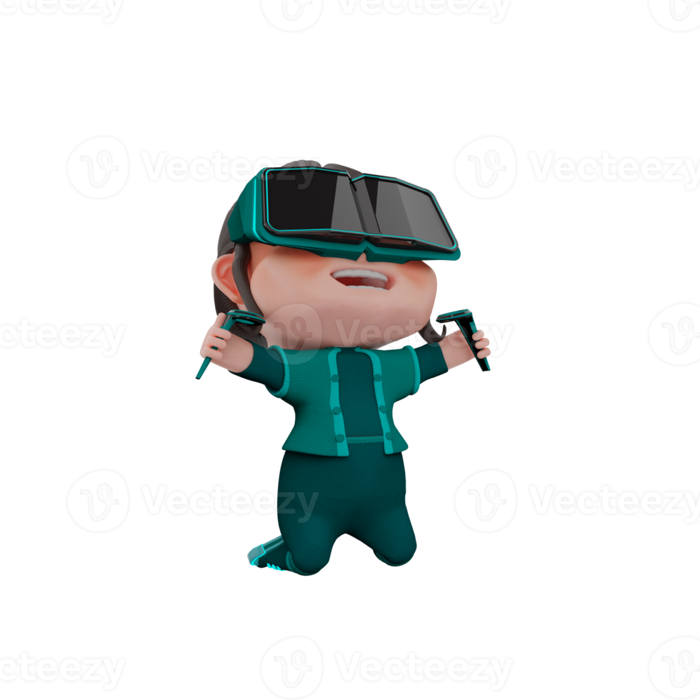 3D Render cute Metaverse character illustration png