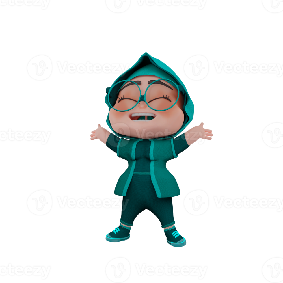 3d  hijab character illustration png