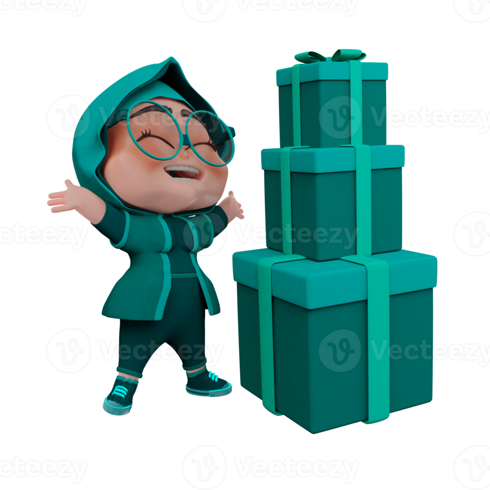 3d  hijab character illustration png