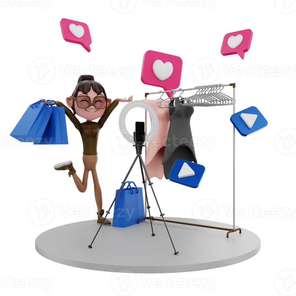 3d vlogger character ilustration png