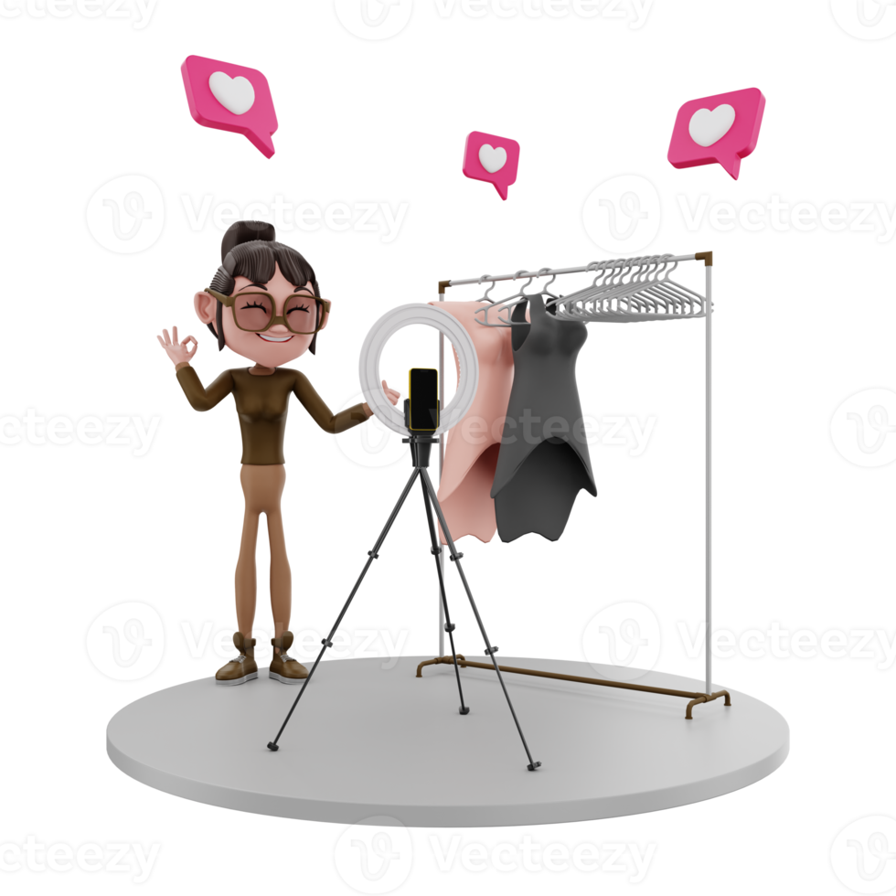 3d vlogger character ilustration png