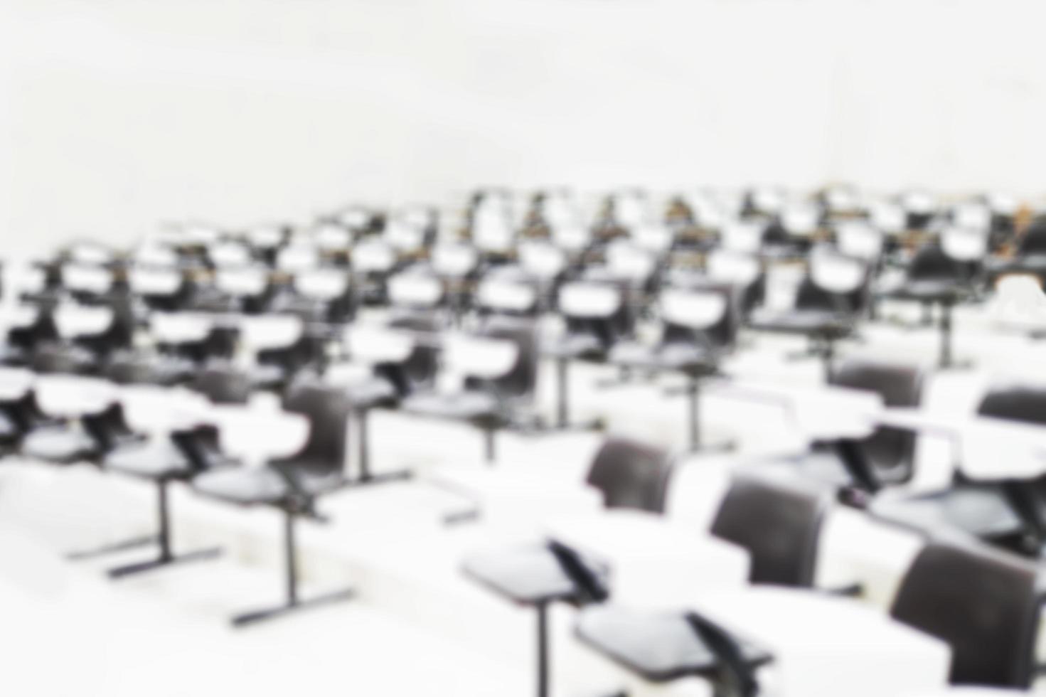 Blurred photo of empty seat row in lecture room