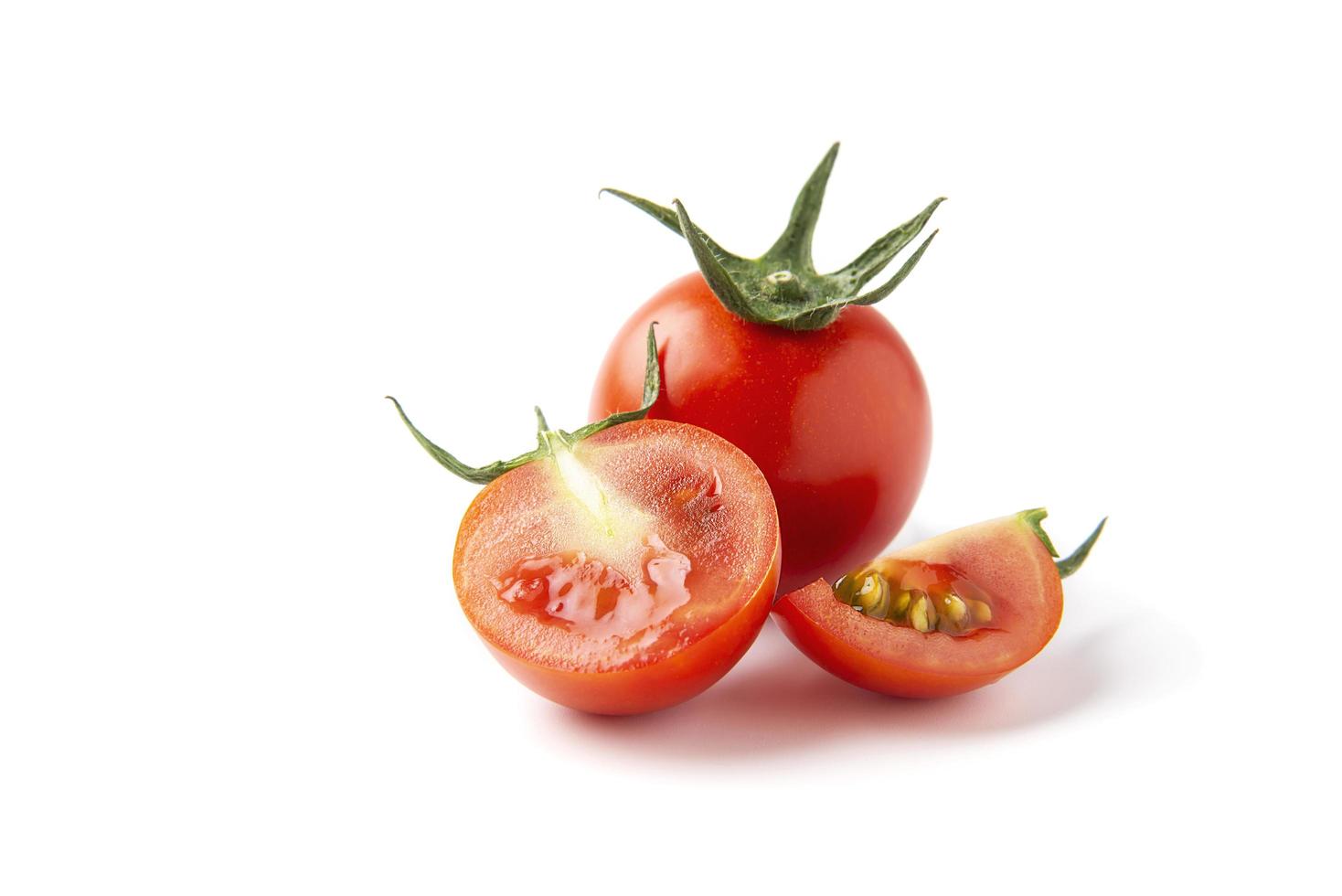 Tomato isolated on white background - fresh tomato healthy vegetable concept photo