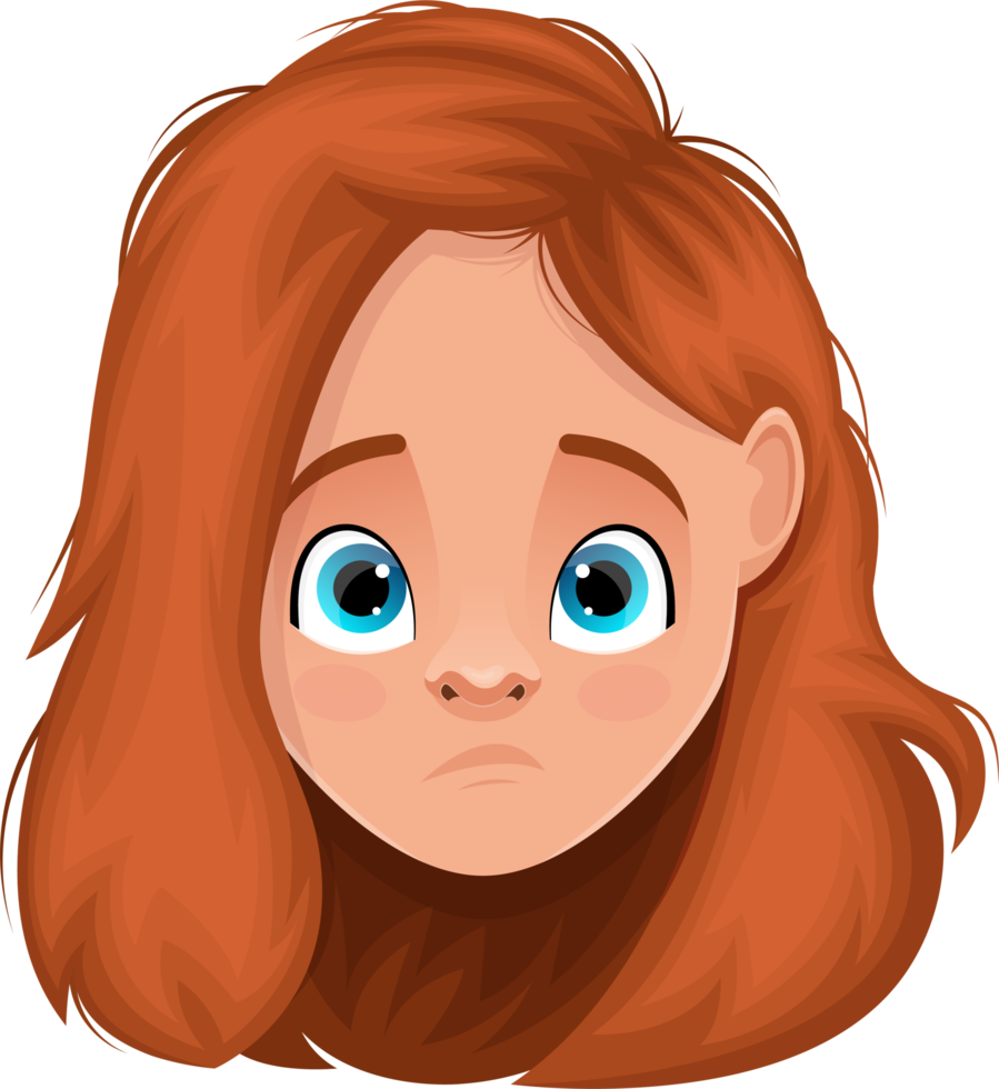 Little girl face expression clipart design illustration png