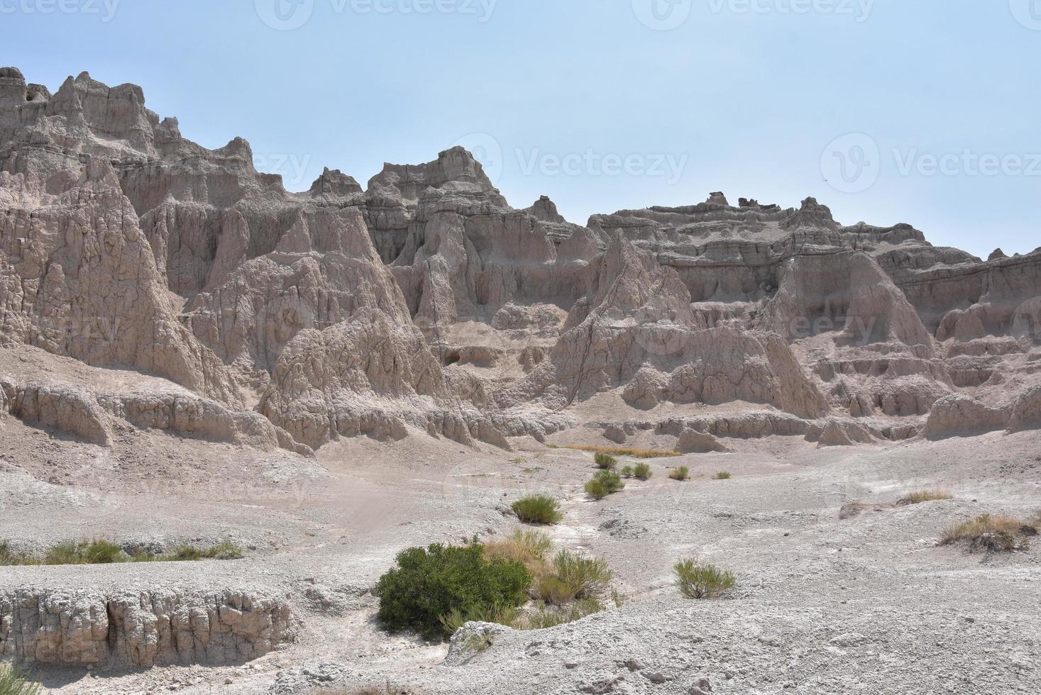 Crumbling Rock Formations in the Badlands of South Dakota photo